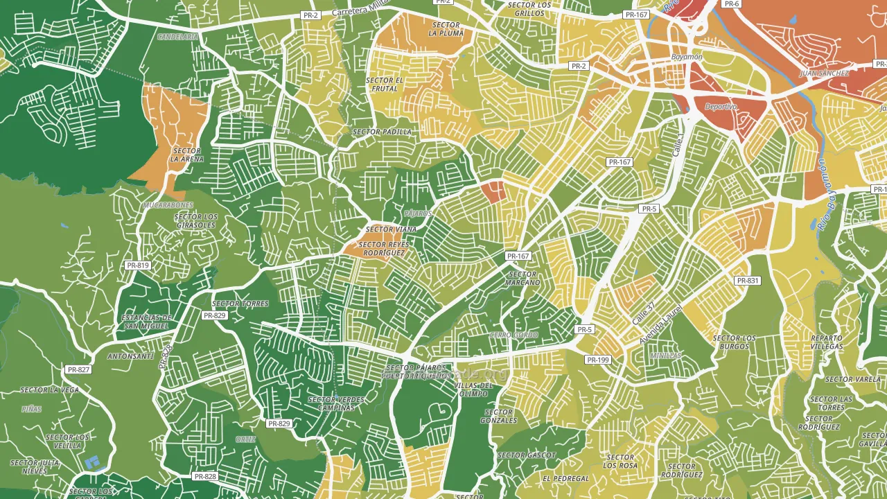 Urbanizacion Bayamon Gdns, Bayamon, PR Map of Drug-Related Crime Rates