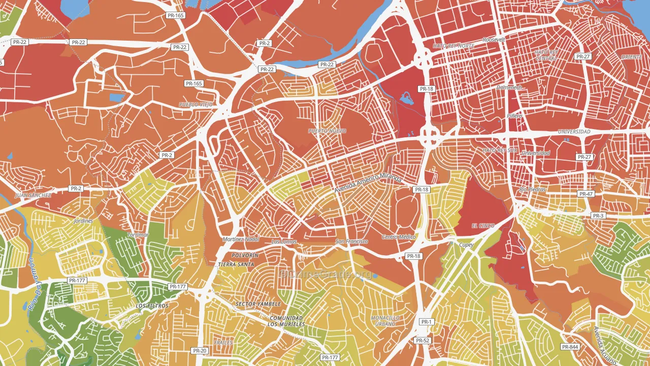 Urbanizacion Caparra Terrace, San Juan, PR Map of Drug-Related Crime Rates