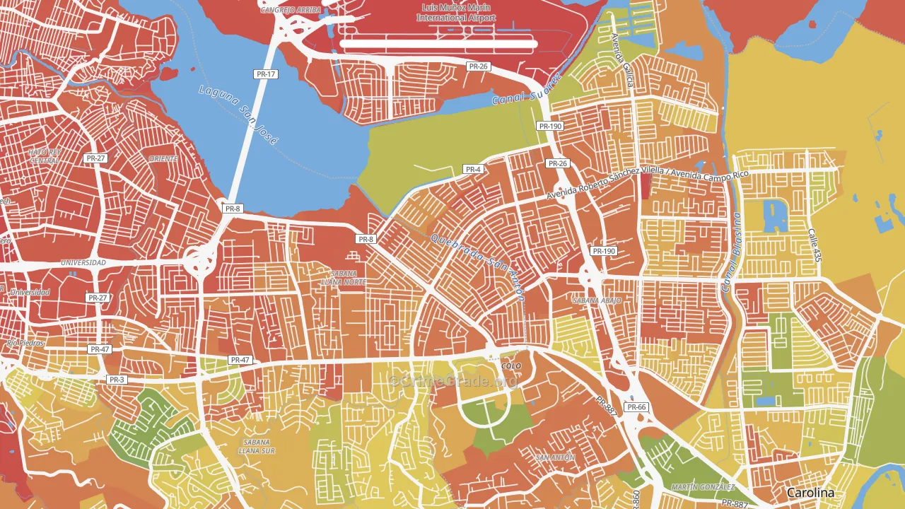 Urbanizacion Country Club, San Juan, PR Map of Drug-Related Crime Rates