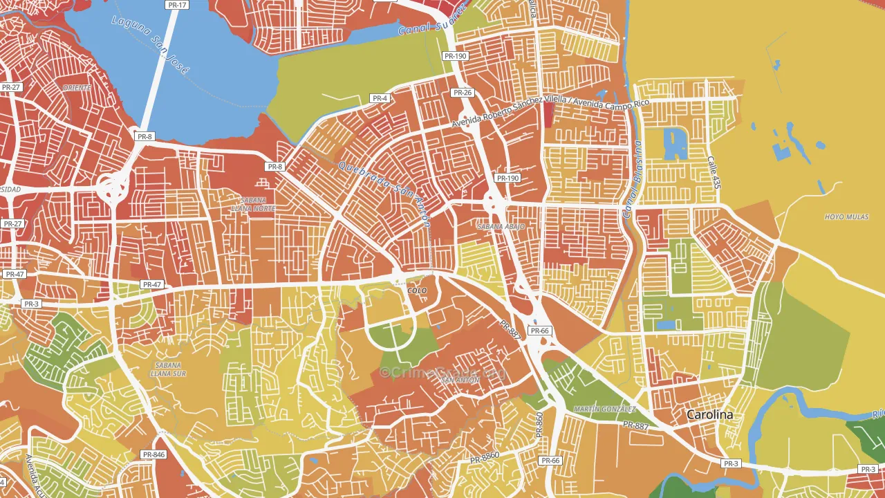 Urbanizacion El Comandante, Carolina, PR Map of Drug-Related Crime Rates