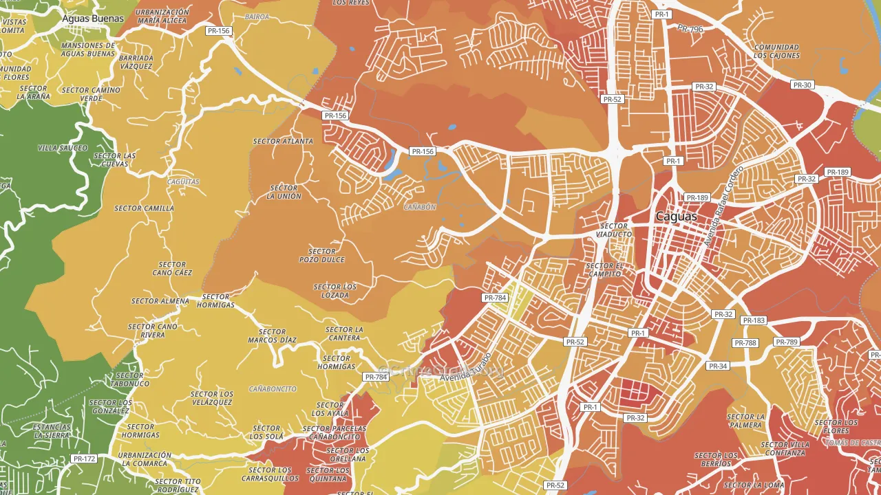 Urbanizacion El Valle At Los Prados, Caguas, PR Map of Drug-Related Crime Rates