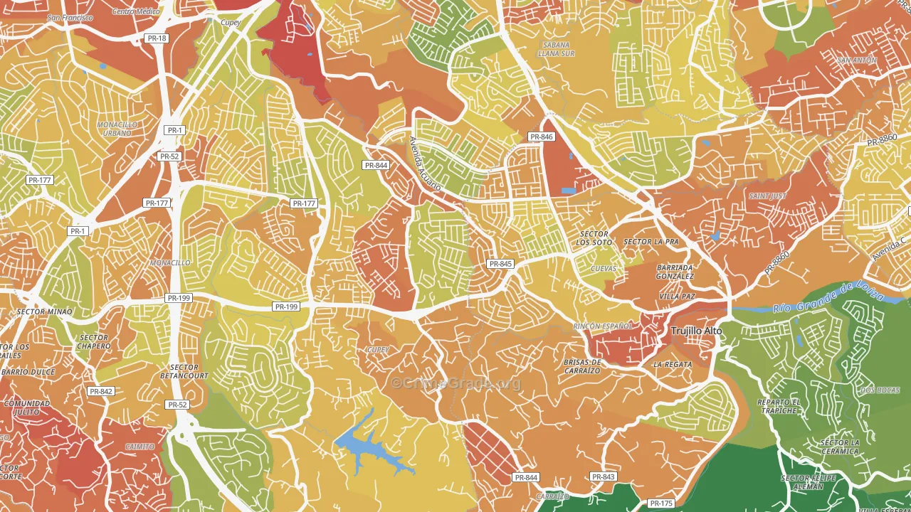 Urbanizacion Fairview, San Juan, PR Map of Drug-Related Crime Rates