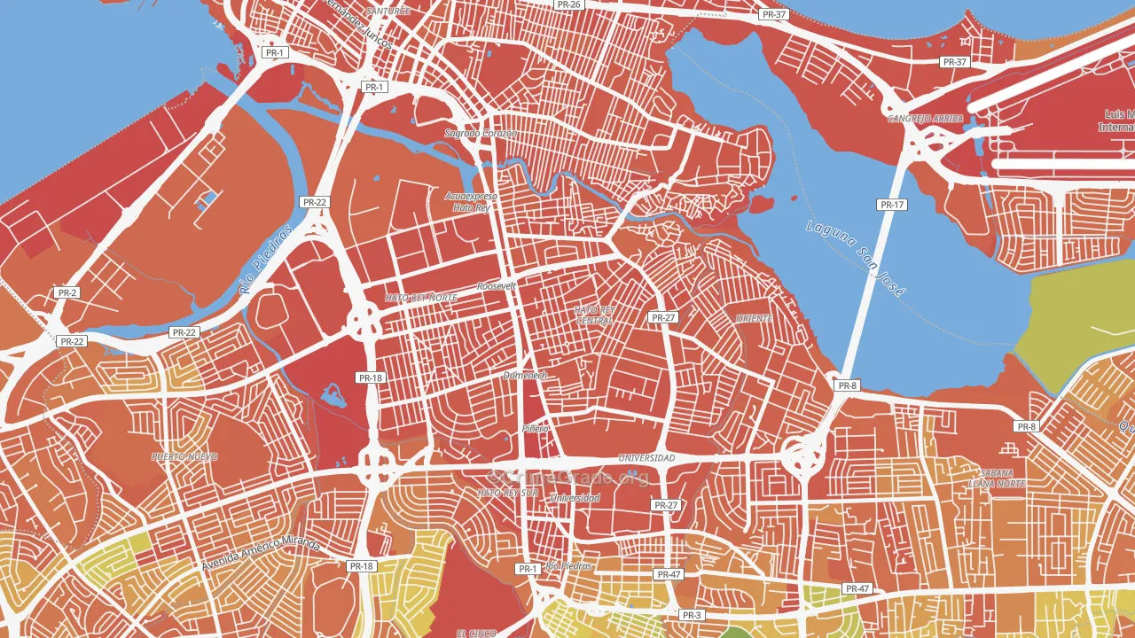 Urbanizacion Floral Park, San Juan, PR Map of Drug-Related Crime Rates