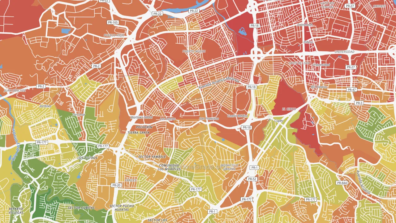 Urbanizacion La Riviera, San Juan, PR Map of Drug-Related Crime Rates