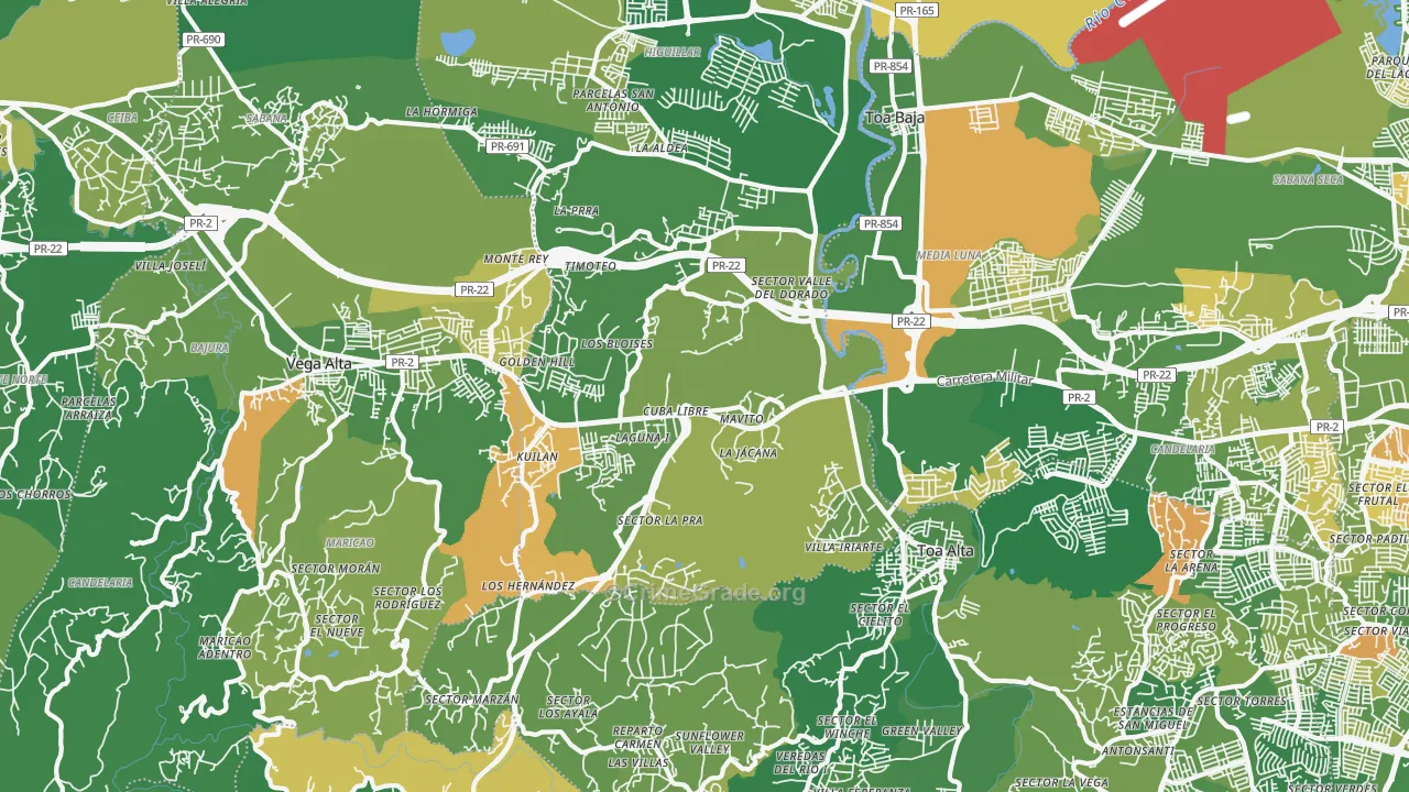 Urbanizacion Las Colinas, Dorado, PR Map of Drug-Related Crime Rates