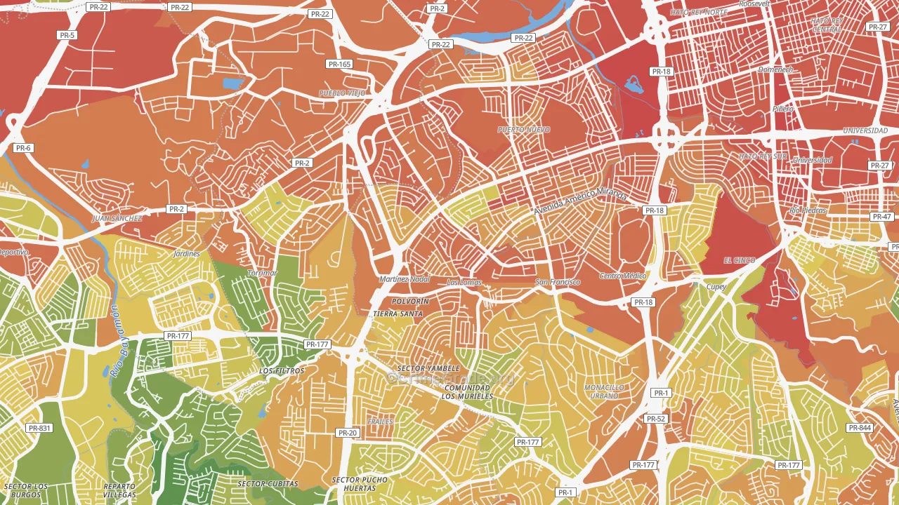 Urbanizacion Las Lomas, San Juan, PR Map of Drug-Related Crime Rates