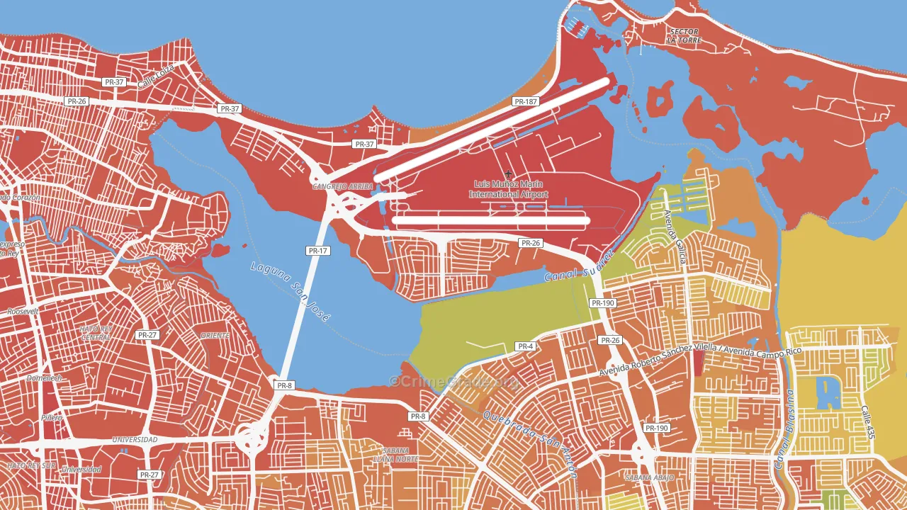 Urbanizacion Los Angeles, Carolina, PR Map of Drug-Related Crime Rates
