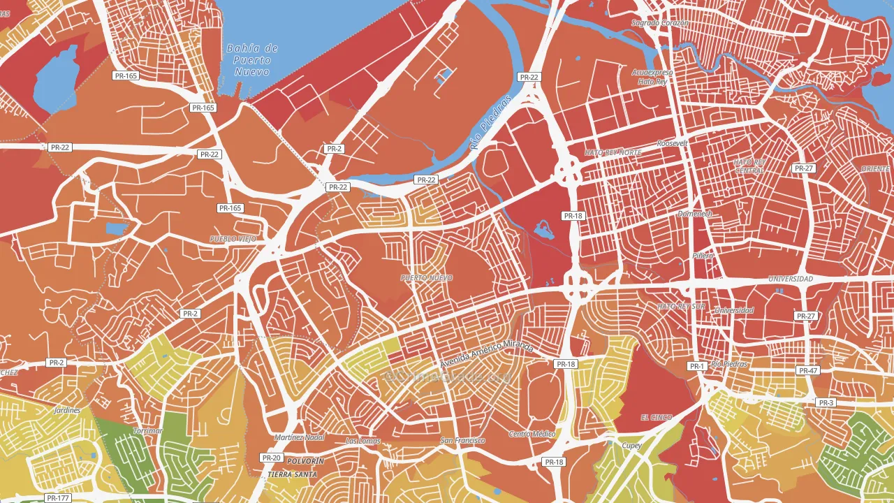 Urbanizacion Puerto Nuevo, San Juan, PR Map of Drug-Related Crime Rates