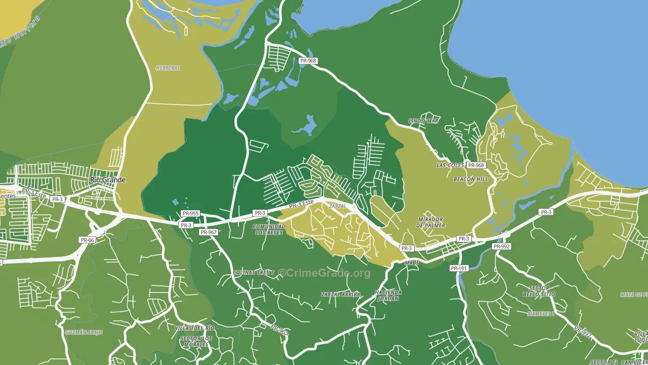 Urbanizacion Rio Grande Estates, Rio Grande, PR Map of Drug-Related Crime Rates