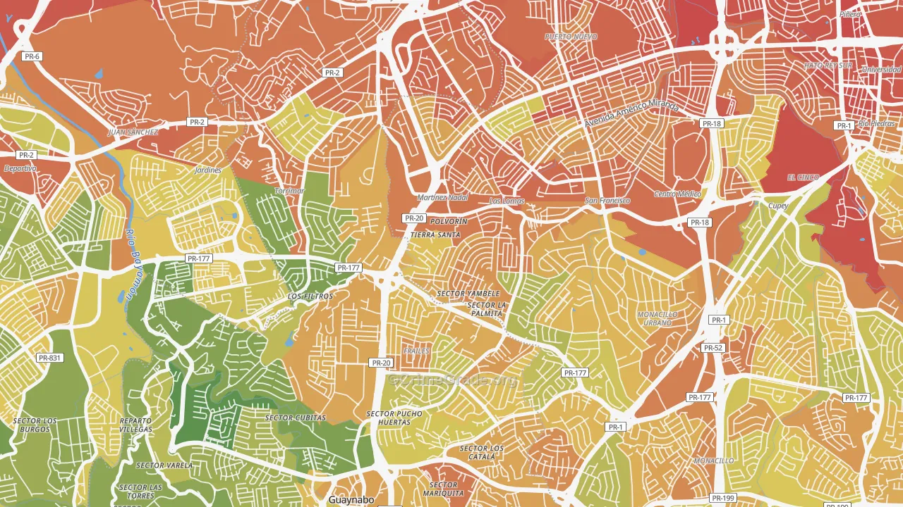 Urbanizacion Santiago Iglesias, San Juan, PR Map of Drug-Related Crime Rates