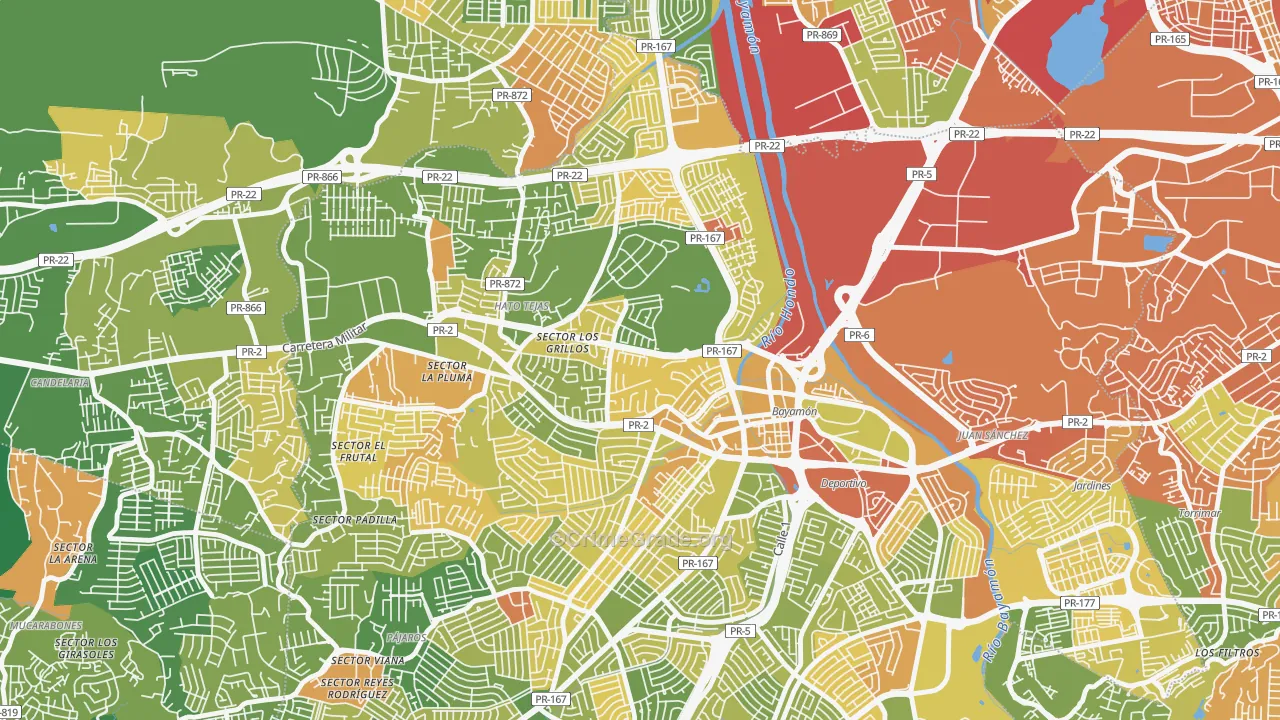 Urbanizacion Sierra Bayamon, Bayamon, PR Map of Drug-Related Crime Rates