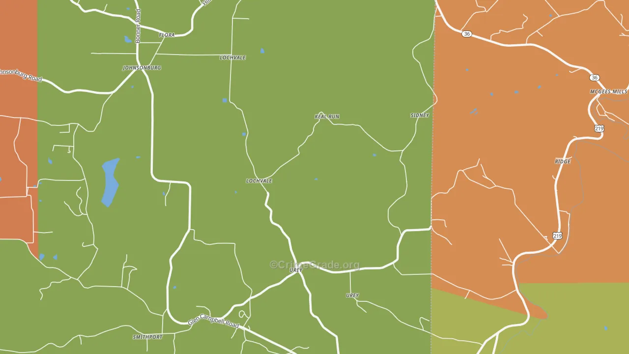 Urey, PA Map of Drug-Related Crime Rates