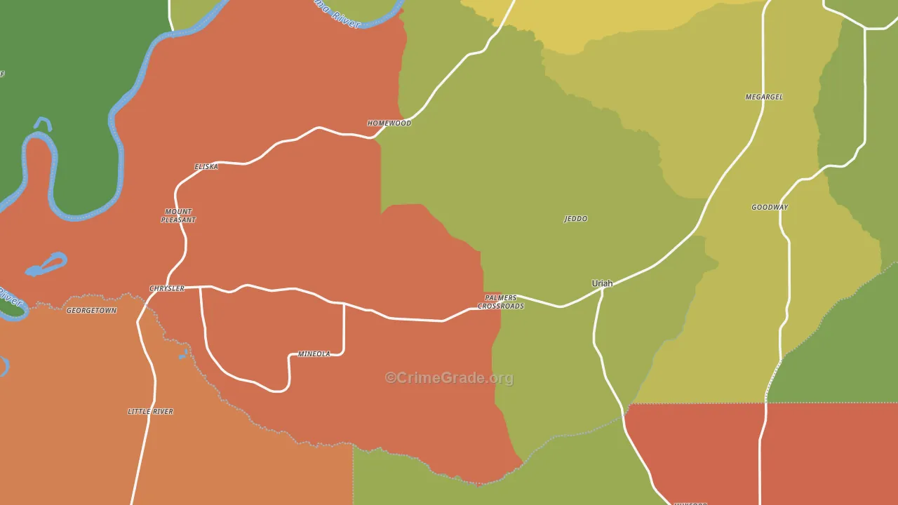Uriah, AL Map of Drug-Related Crime Rates