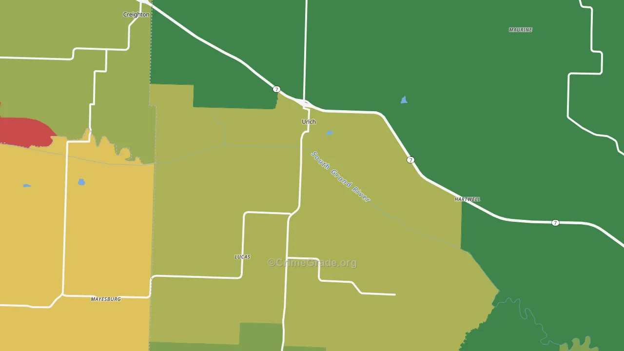 Urich, MO Map of Drug-Related Crime Rates