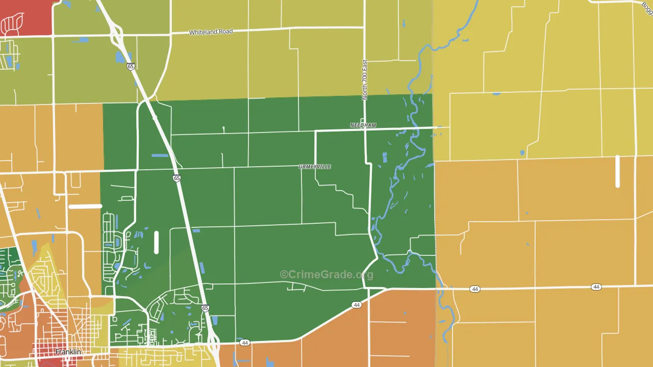Urmeyville, IN Map of Drug-Related Crime Rates