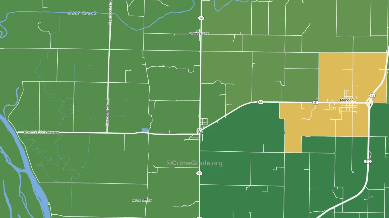 Ursa, IL Map of Drug-Related Crime Rates