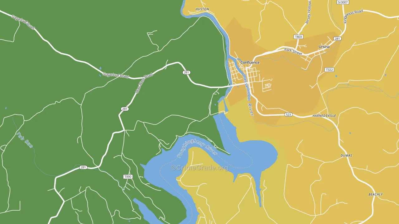 Ursina Junction, PA Map of Drug-Related Crime Rates