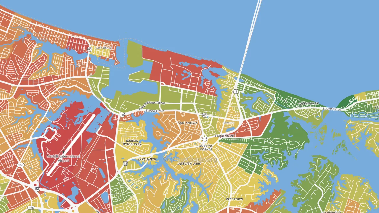 US Navy Little Creek Amphibious Base, Norfolk, VA Map of Drug-Related Crime Rates