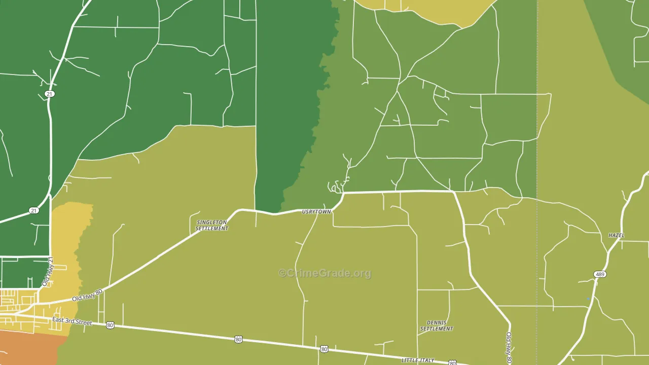 Usrytown, MS Map of Drug-Related Crime Rates