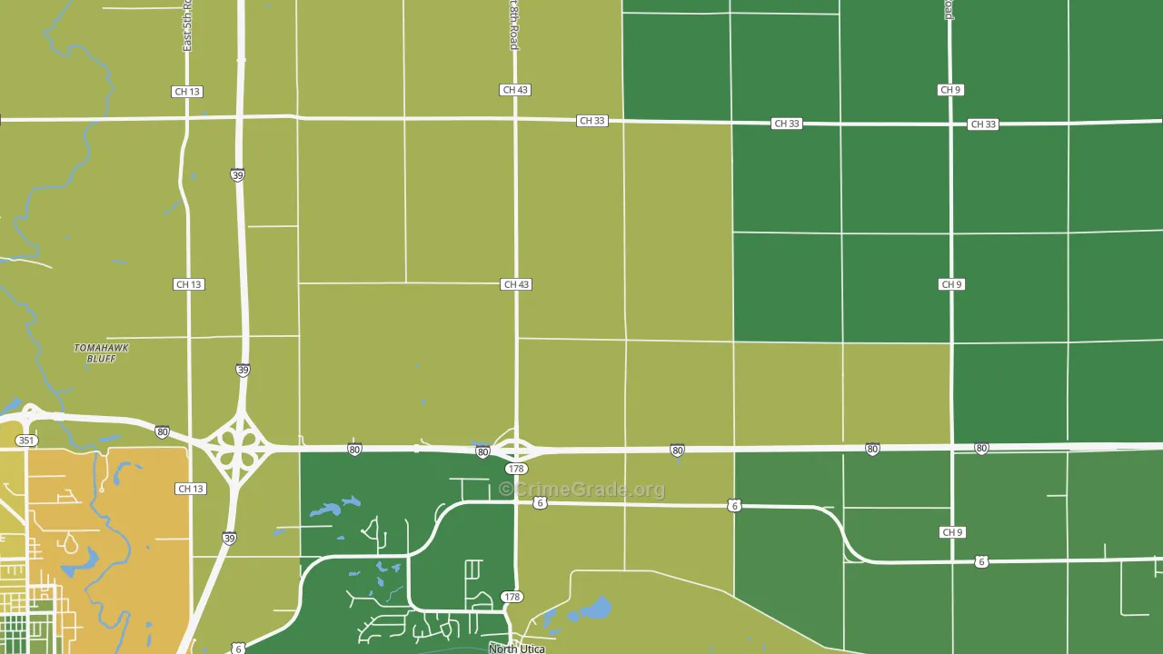 Utica, IL Map of Drug-Related Crime Rates