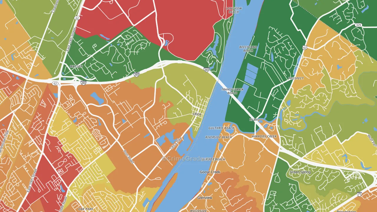 Utica, IN Map of Drug-Related Crime Rates