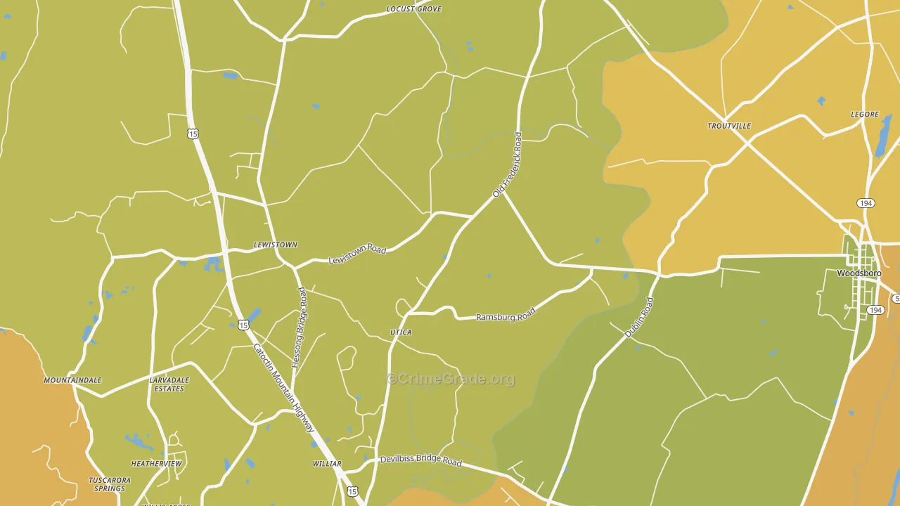 Utica, MD Map of Drug-Related Crime Rates