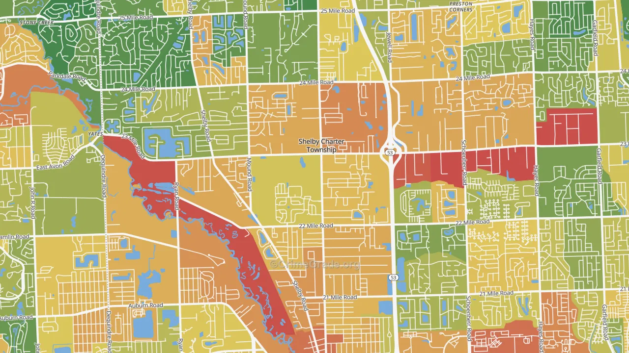 Utica, MI Map of Drug-Related Crime Rates