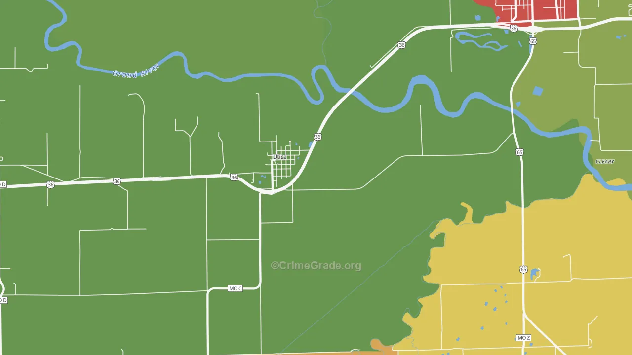 Utica, MO Map of Drug-Related Crime Rates