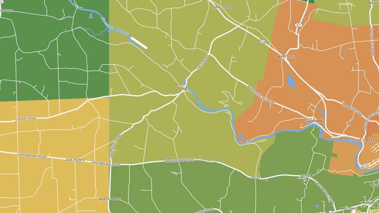 Utica, PA Map of Drug-Related Crime Rates