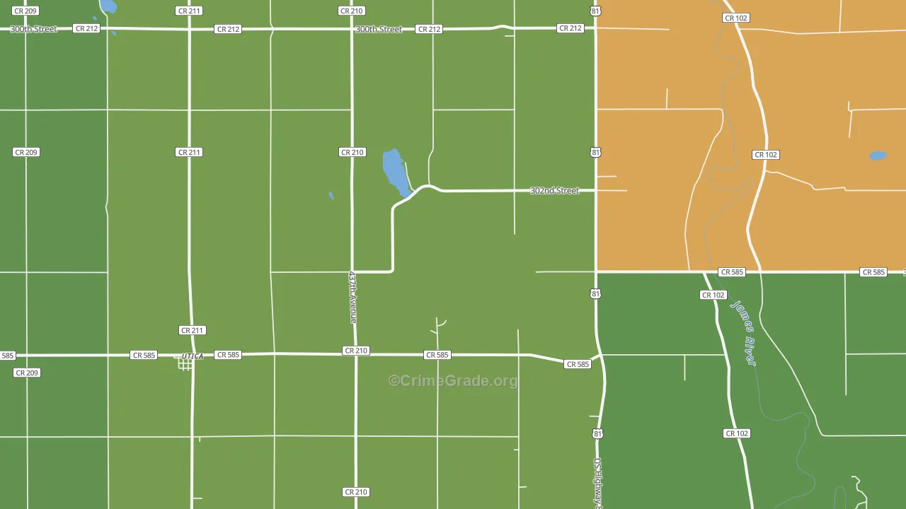 Utica, SD Map of Drug-Related Crime Rates