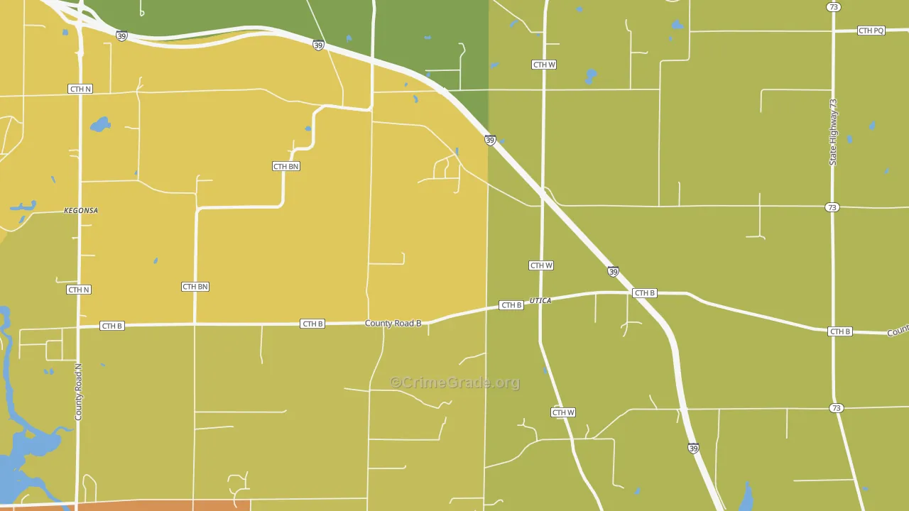 Utica, WI Map of Drug-Related Crime Rates