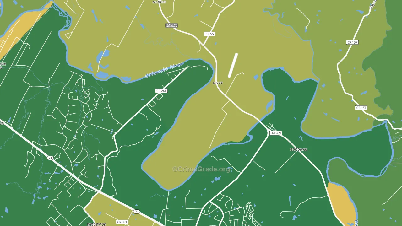 Utley, TX Map of Drug-Related Crime Rates