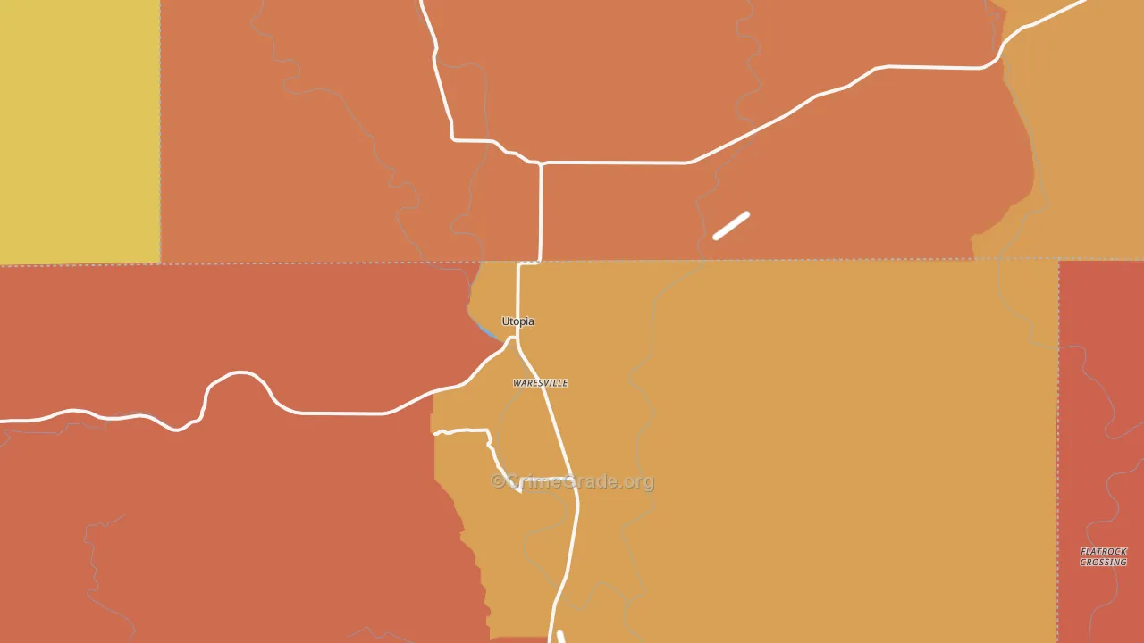 Utopia, TX Map of Drug-Related Crime Rates