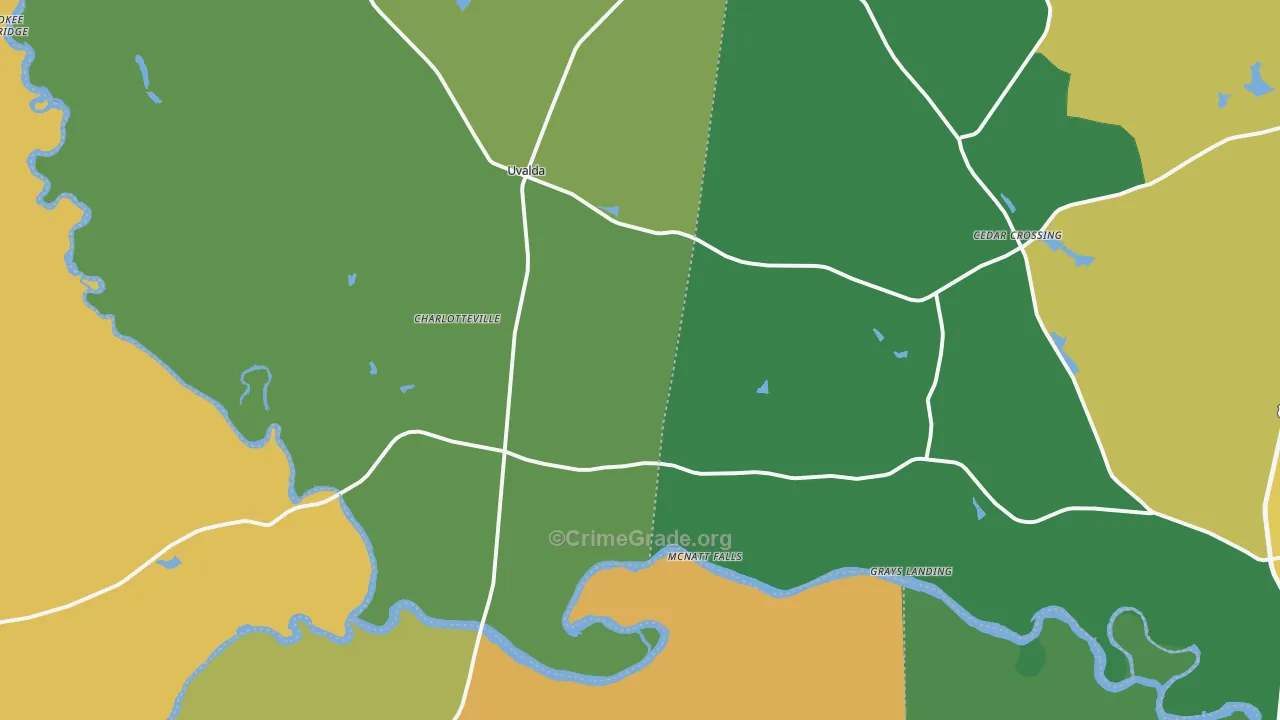 Uvalda, GA Map of Drug-Related Crime Rates