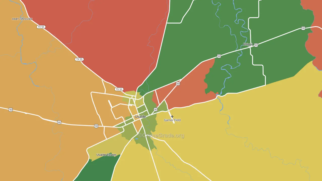 Uvalde County, TX Map of Drug-Related Crime Rates