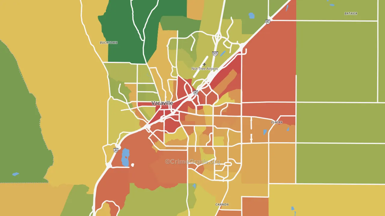 Vacaville, CA Map of Drug-Related Crime Rates