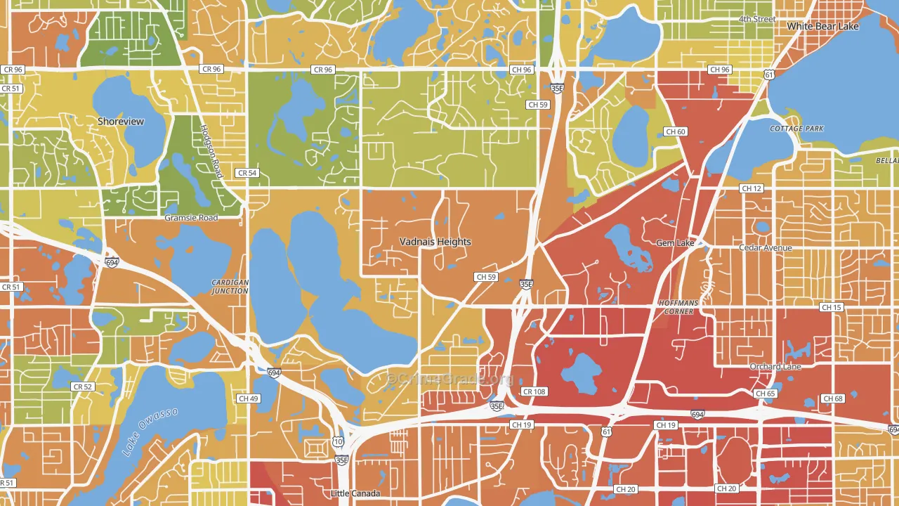 Vadnais Heights, MN Map of Drug-Related Crime Rates