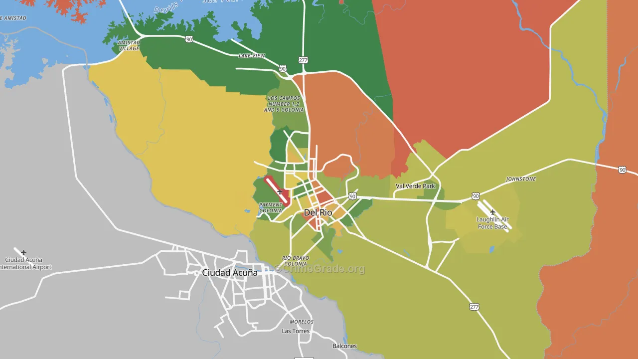 Val Verde County, TX Map of Drug-Related Crime Rates