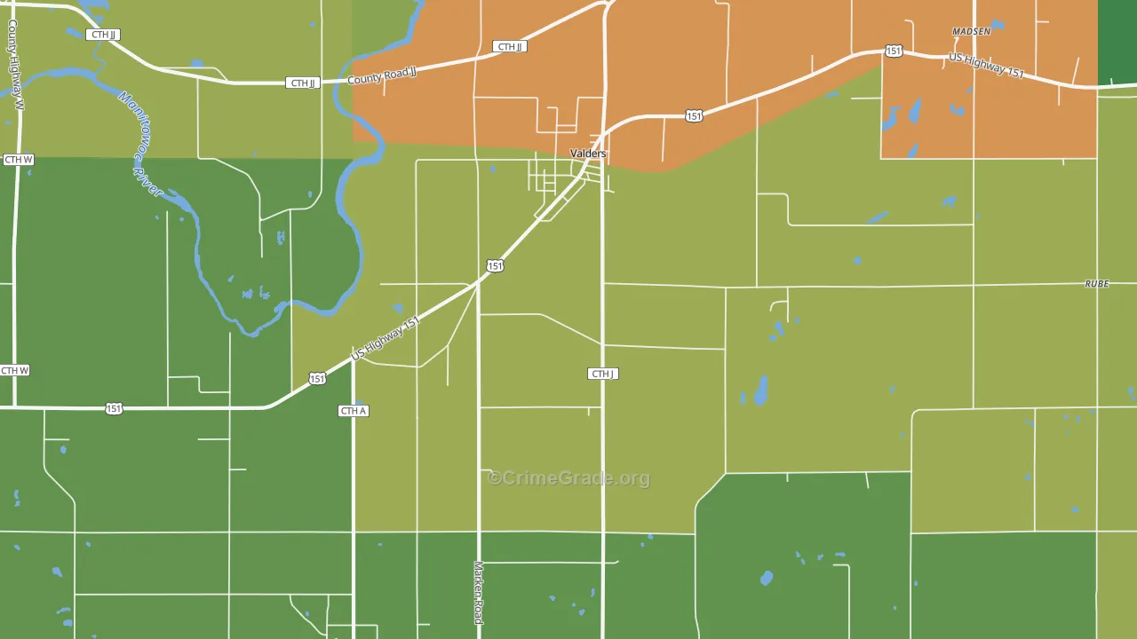 Valders, WI Map of Drug-Related Crime Rates