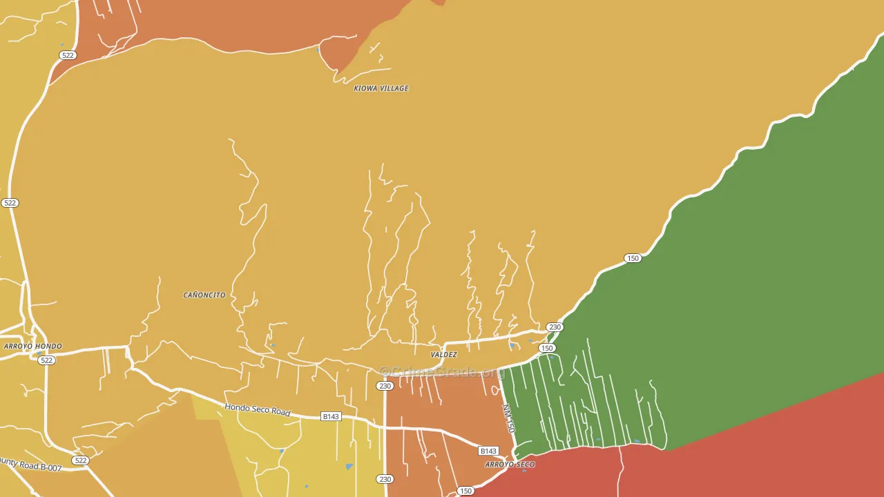 Valdez, NM Map of Drug-Related Crime Rates