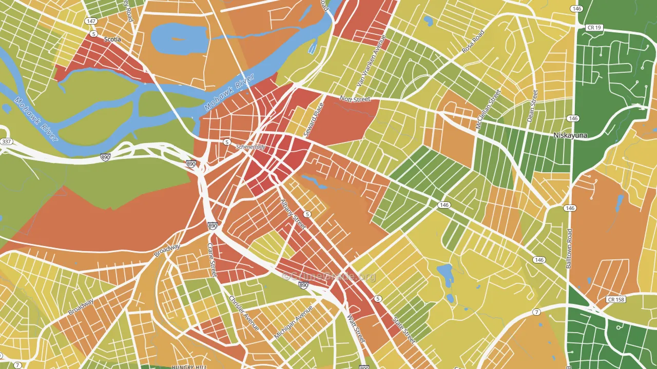 Vale and Eastern Avenue, Schenectady, NY Map of Drug-Related Crime Rates