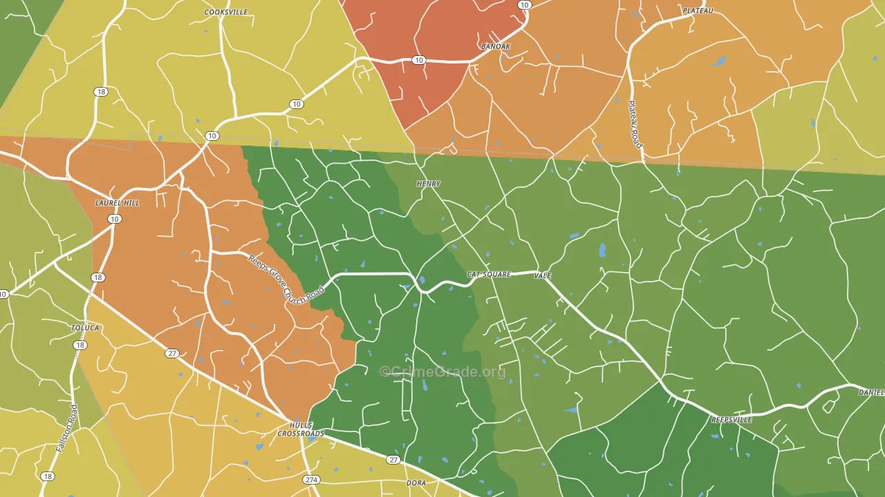Vale, NC Map of Drug-Related Crime Rates