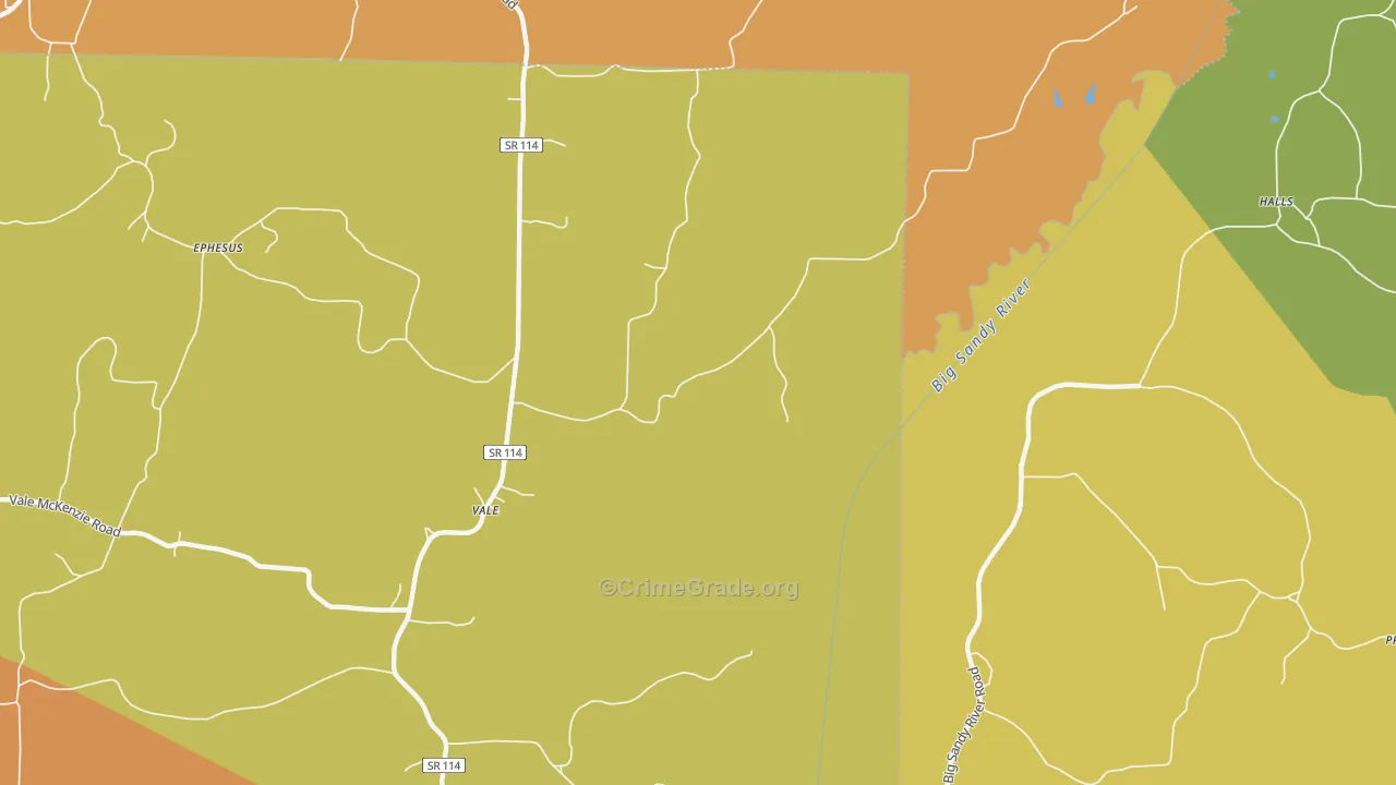 Vale, TN Map of Drug-Related Crime Rates
