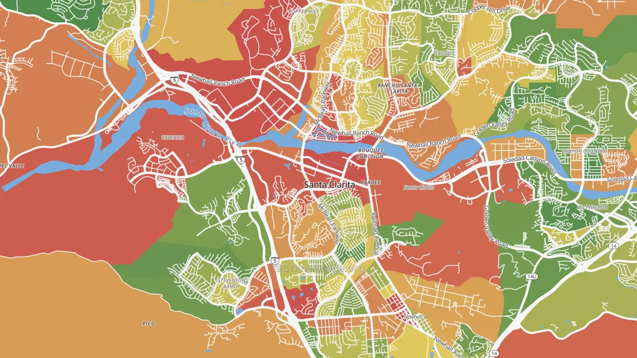 Valencia, CA Map of Drug-Related Crime Rates