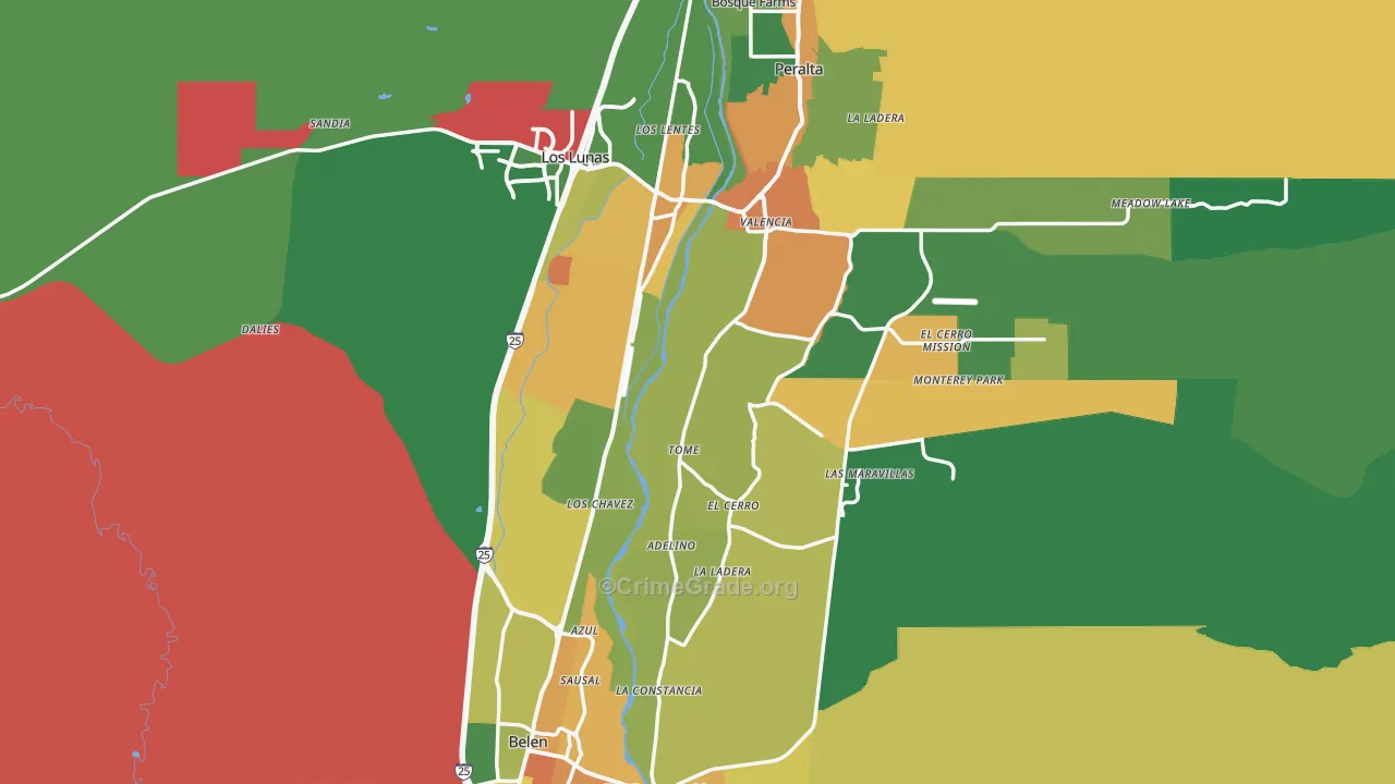 Valencia County, NM Map of Drug-Related Crime Rates