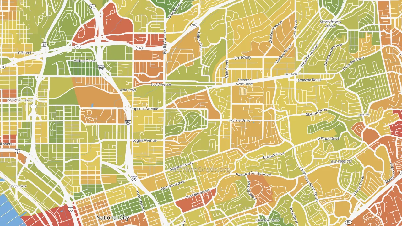Valencia Park, San Diego, CA Map of Drug-Related Crime Rates