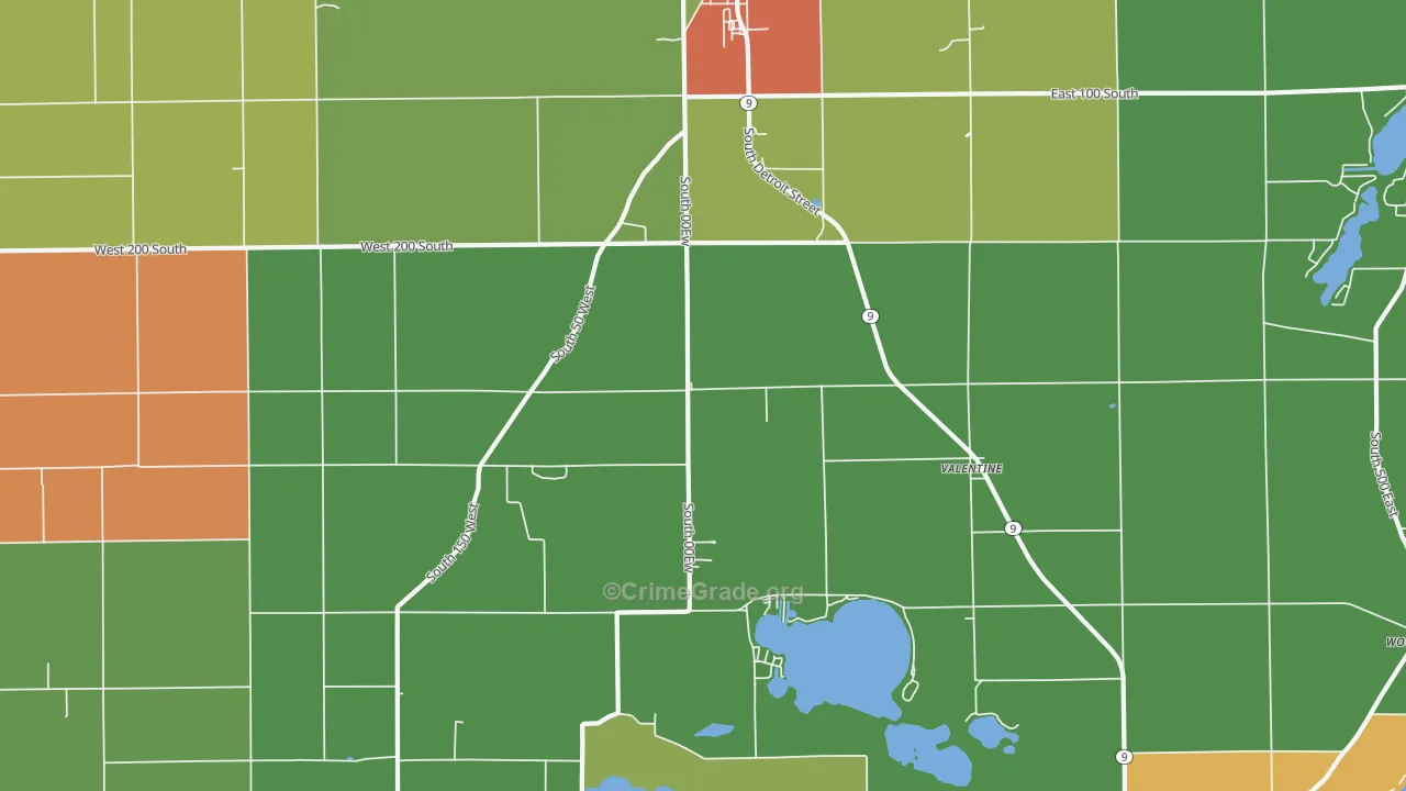 Valentine, IN Map of Drug-Related Crime Rates