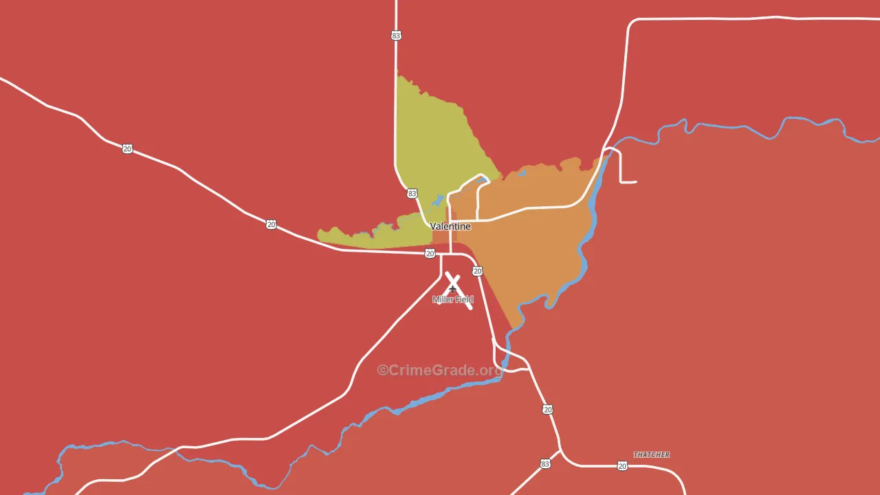 Valentine, NE Map of Drug-Related Crime Rates