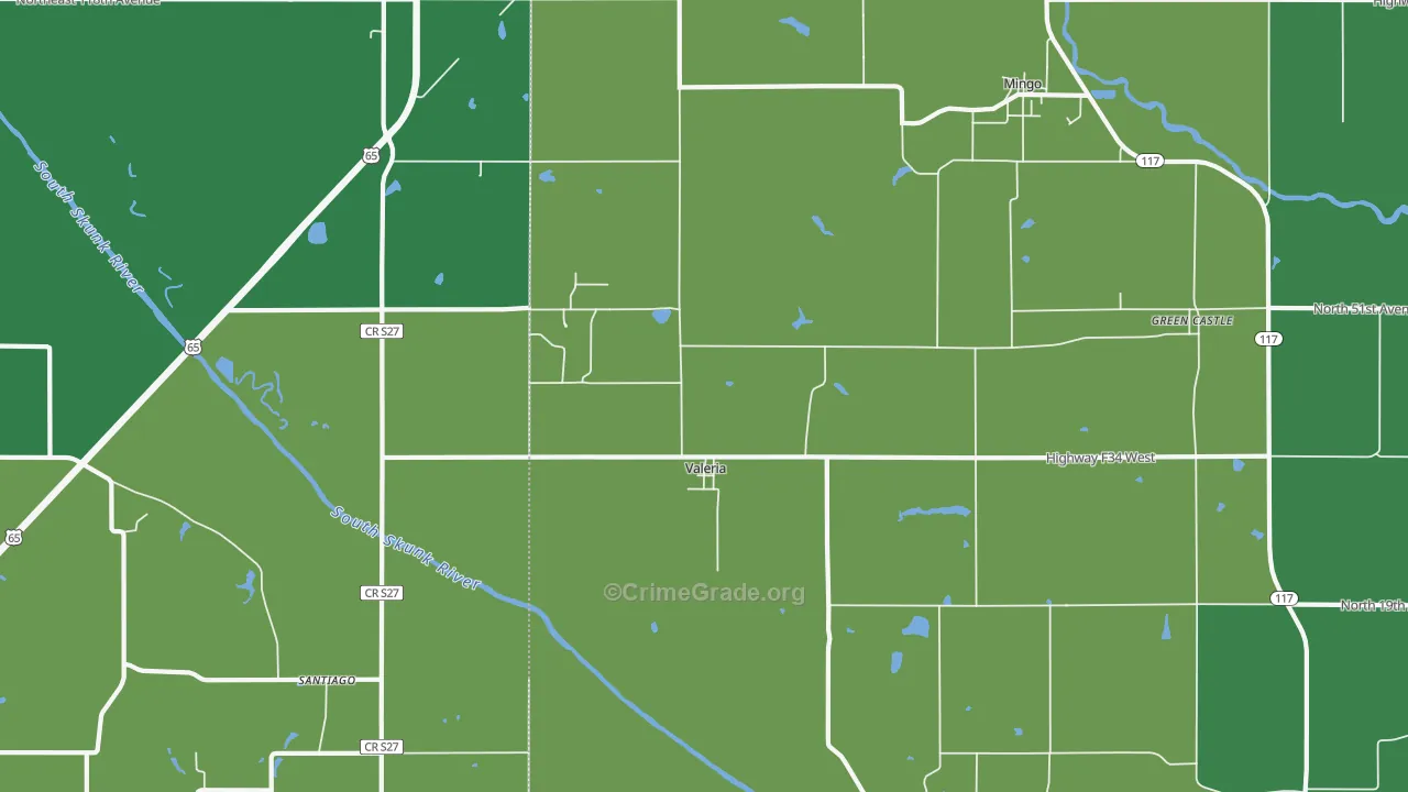 Valeria, IA Map of Drug-Related Crime Rates