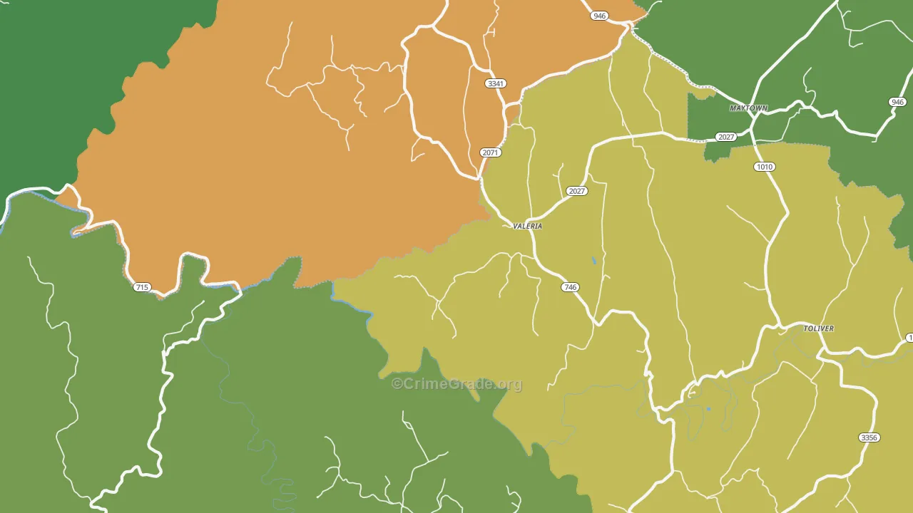 Valeria, KY Map of Drug-Related Crime Rates